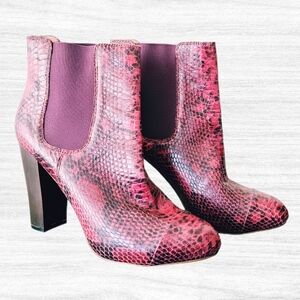 Juicy Couture Maroon Snakeskin Ankle Boots - Size 8